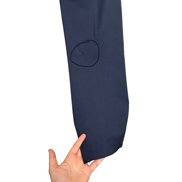 Theory Custom Max 2 Deep Navy Edition Career Dress Virgin Wool Trousers Size 12 - Picture 8 of 9